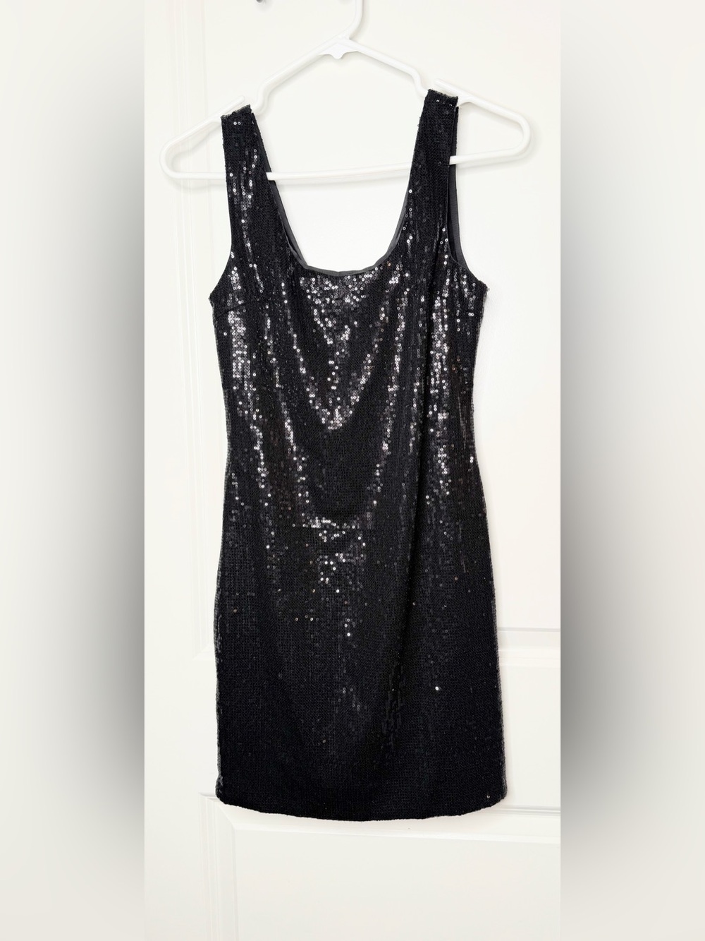 Mona B Womens Small Black Sequin Mini Dress Sleeveless Party Cocktail Sparkle